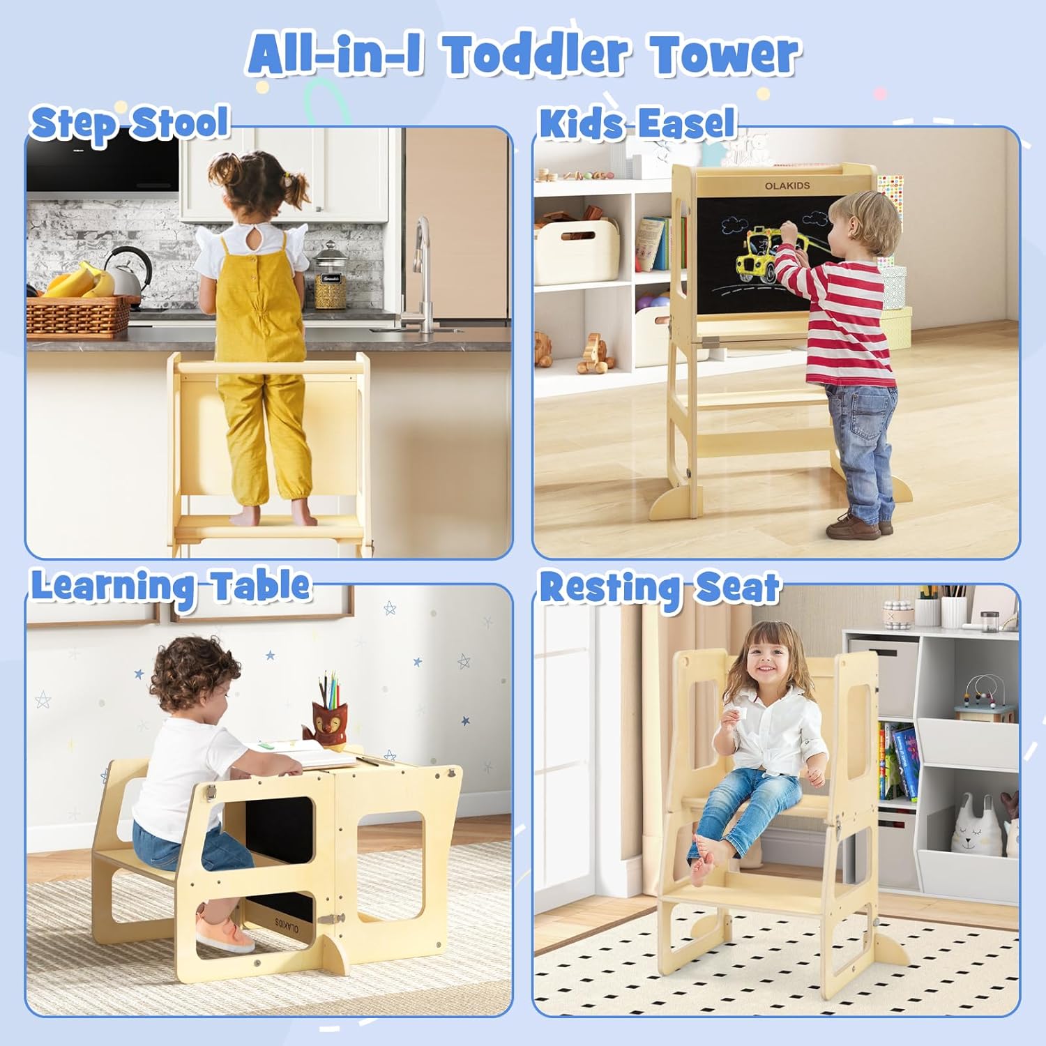 Toddler Tower, 4 in 1 Foldable - Toddler Learning Tower 리뷰 및 가격